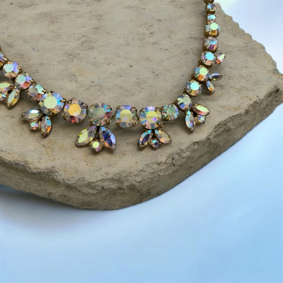 Amsel Aurora Borealis Crystal Necklace Vintage - Picture 3 of 10